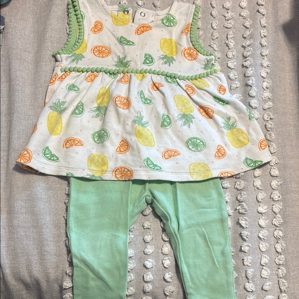 Isaac Mizrahi Fruit Print Baby Outfit with Green Leggings